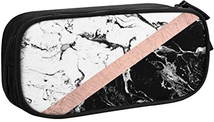 LOUJIN Stifteetui mit 2 Taschen, großes Fassungsvermögen, Schwarz / Weiß, Marmor-Druck, mit Reißverschluss, für Schlampermäppchen, Geschenke, farbe, 5.0cm*10.5cm*20.5cm, Federmäppchen