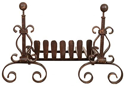 Biscottini Coppia di alari con braciere, Braciere da Terra 51x51x71, Particolare fioriera da Esterno Grande, Falo da Esterno in Ferro battuto, Braciere da Giardino Artigianale