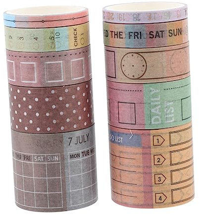 VILLCASE 10rollen Monatskalenderband Aus Beschreibbarem Papierband Kalenderband Für Diy-planer Datumsband Mit Leuchtenden Farben Handlich Und Einfach Zu Verwenden