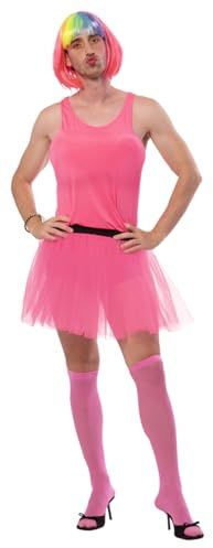 Rubies Rosa Tanzarin für Erwachsene, Top mit Brüsten, Tutu und Socken, offizieller Junggesellenabschied, Karneval, Party, Geburtstag