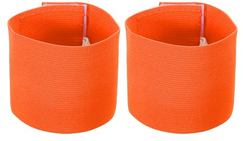 PATIKIL 9.4x2.5 Fußball Kapitänsbinde, 2er Pack Nylon Unisex Elastische Armbinde Verstellbar für Jugendliche und Erwachsene, Orange