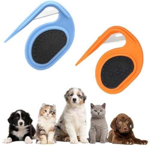 Knitting Comb Cat, Entfilzungsmesser Katze Hunde, Knotting Comb Cat, Knotenkamm für Katzen Hunde, Entfilzungskamm für Katzen Hunde, Fell Entwirrer Katze Hunde, Entfilzer Katze Hund (2pcs-A)