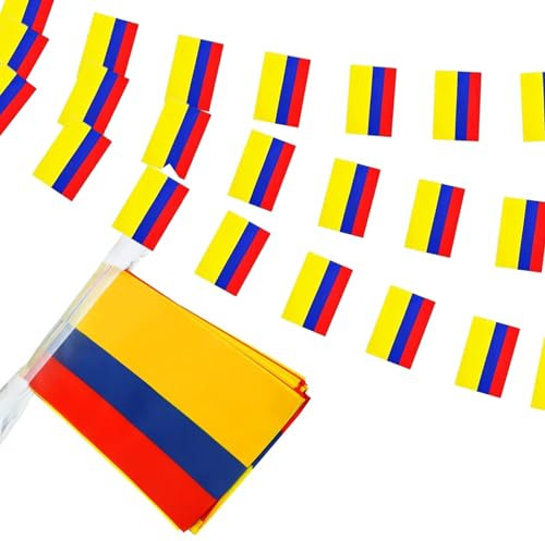 GSYLPFT Drapeaux de la Colombie à cordes pour événements patriotiques, fête de l'indépendance, barres de sport, décorations intérieures et extérieures 10 m