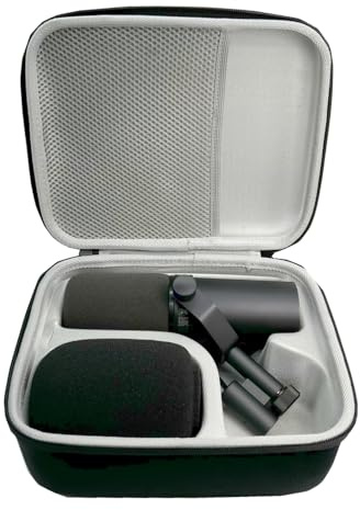 Storage Carrying Case for Shure SM7B Vocal Dynamic Microphone and MV7 / MV7X USB Podcast Microphone, Hard Shell Protective Case Portable Cover Bag Organizer, Black