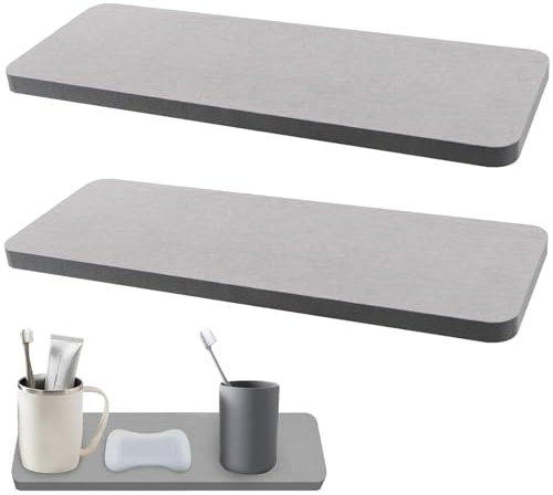 2 Pezzi Assorbendo Pietra Lavandino Diatomite, Risparmiando Sapone Asciugatura Rapida Lavello, Acqua Assorbente in Pietra Usata per Saponi e Piante e Articoli Toeletta Nella Casa Moderna, Grigio