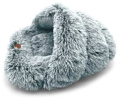 PATAM Cama para Perros y Gatos – Antideslizante – Lavable a máquina – Cama Cueva para Mascotas – Friends Gris 60 x 50 cm