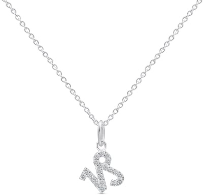 Amberta Collar Signo del Zodiaco para Mujer en Plata de Ley 925 con Circonitas - Collar Capricornio de Plata