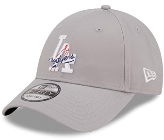 New Era Los Angeles Dodgers MLB Gorra de béisbol Logotipo del Equipo Gris LA Visera Curvada Ajustable Sombrero