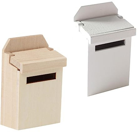 VICASKY Lot de 2 boîtes aux lettres miniatures en bois Accessoires pour maison de poupée Décoration pour paysages miniatures et maisons de poupée Conception réaliste de haute qualité