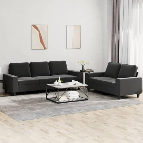 ZEYUAN 2-TLG. Sofagarnitur Schwarz Stoff, Loungesofa, Sofas & Couches, Relaxsofa, Couch für Wohnzimmer, Couch Mit - 3201902