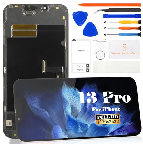 Écran LCD OLED pour iPhone 13 Pro 6,1 - Kit de remplacement pour iPhone 13 Pro A2483, A2636, A2638, A2639, A2640 - Noir - Sans cadre