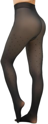 KBVOT Thermo Strumpfhose Damen Winter Thermostrumpfhosen Gefütterte Strumpfhosen Wärme Fleece Strumpfhose Gefälschte Durchscheinend Pantyhose High Waist Dicke Leggins(XS-2XL)