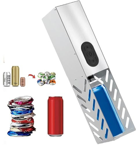 MTTXY Broyeur de Canettes électrique, Concasseurs de Canettes Automatiques pour Le Recyclage Mural, Compacteur de Poubelles pour Le Recyclage des Canettes de 12 Oz ~ 16 Oz, Broyeur de Canettes pour