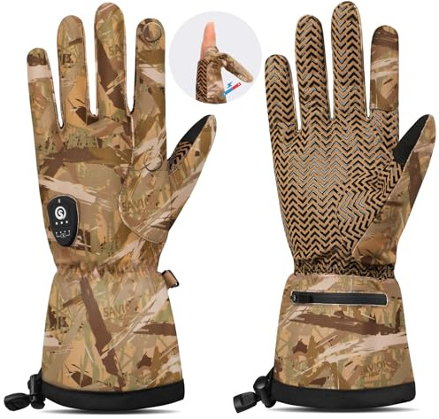 day wolf - Guantes de caza con interruptor silencioso automático para 10 horas de calefacción, cabezal de índice plegable (zona de juncos, XS/S)