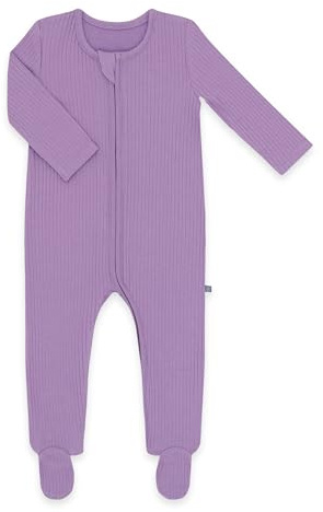 emma & noah Baby Schlafanzug, Weicher & Atmungsaktiver Strampler für Neugeborene, Oeko-TEX Zertifiziert, Langarm Pyjama mit Reißverschluss für Jungen & Mädchen, Mit Füßen (Essential Lavendel, 74)