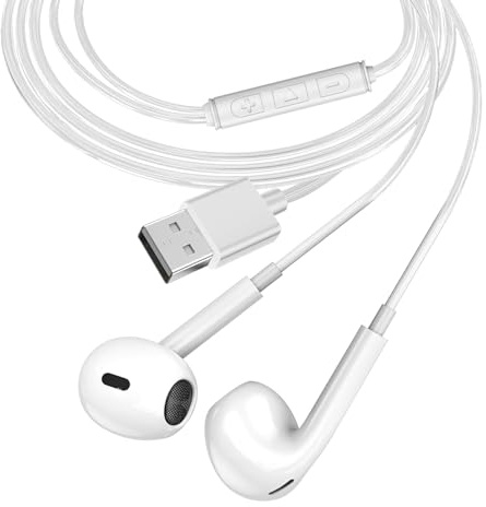 OnrySxn Casque USB magnétique avec microphone, écouteurs USB pour PC 2,5 m, écouteurs d'ordinateur légers, audio filaires, écouteurs intra-auriculaires pour réduction du bruit, compatible avec Surface