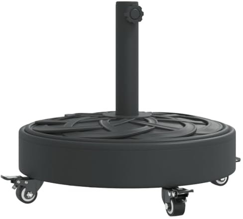 Eleganz Pied de parasol avec roulettes, pour mât de 3848 mm de diamètre, rond, en polyéthylène et béton, pied de parasol stable pour jardin, terrasse et balcon, résistant aux intempéries et durable