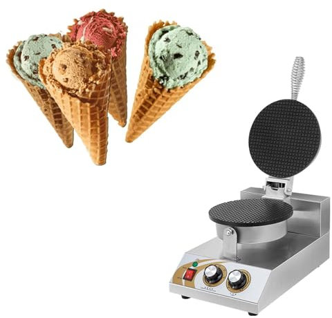 MObyat Commercial Ice Cream Cone Maker, 1200W Electric Waffle Cone Machine With Non-stick Coating, 1-5 Minute Timer/50-250℃ Temperature Adjustment, for Snack Bar