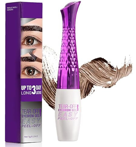 Tattoo Brow Peel Off Eyebrow Tint, Gentle Formula Eyebrow Dye Gel, Natural Long-Lasting Semi-Permanent Color, Waterproof Brow Stain for Eye Makeup, Brown Eye Brow Tint Kit for Women (Brown)