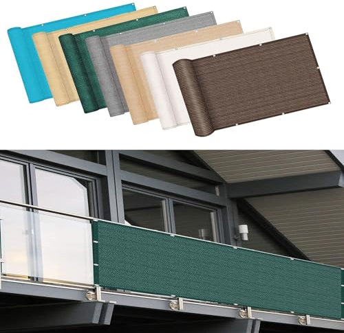 Ruiseawing Recinzione Anti-sbirciatina Resistente da Giardino 125 x 360 cm per Balcone, Rete frangivento Resistente ai Raggi UV con Occhielli, Pannello schermante per Esterni Verde Scuro