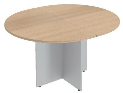 Générique Table de réunion Ovale L 140 cm Plateau chêne Clair Pieds Croix Essens (Aluminium)