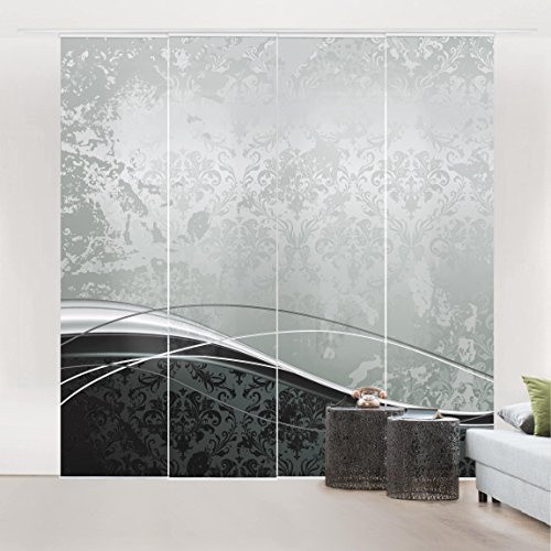 micasia Schiebegardine halbtransparent 60er Paneel Klett Muster Textil lichtdurchlässig - Motiv Modern Flächenvorhang Wohnzimmer Schlafzimmer 1670 (240x250 cm - 4er Set)