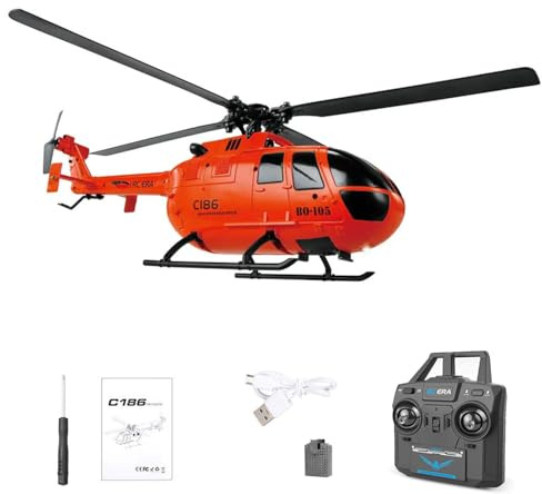 TOUCAN RC HOBBY PLA RC ERA 1/48 RC helikopter C186 fjärrstyrt flygplan BO105 3-växlad motor stallskydd gyroskop utomhusleksak för vuxna för hobby