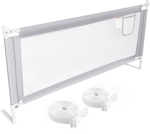 Julrrimg Bettgitter 180 cm Fallschutz für Boxspringbett (1 Stück) – inkl. Aufbewahrungstasche – verstellbare Füße für Matratzenhöhe 1-31 cm