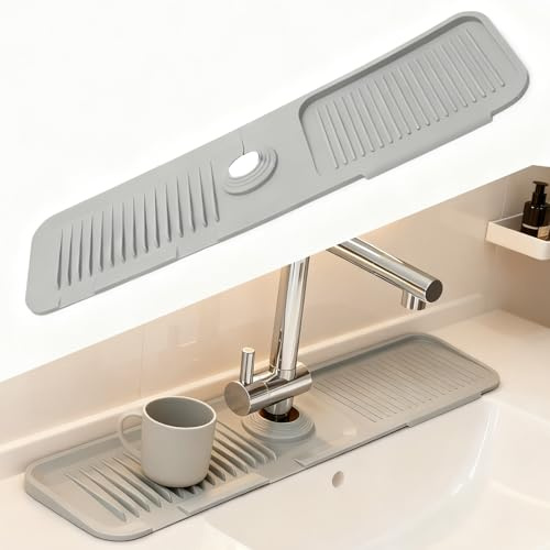 KQDRAVINE Tappetino scolapiatti per lavello da cucina, paraspruzzi per rubinetto, tappetino in silicone, protezione per rubinetto e tappetino sgocciolatoio, tappetino per rubinetto per cucina e bagno