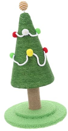 PartyKindom Árbol Rascador para Gatos con Forma de Árbol de Navidad Poste Rascador Navideño Alto con Sisal Natural para Gatitos