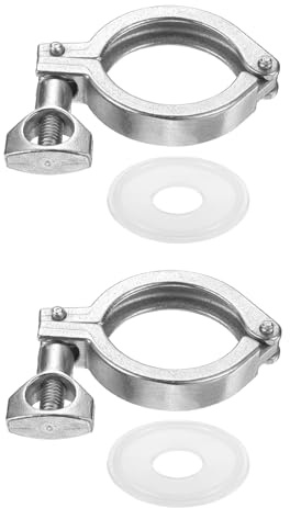 PATIKIL 2 Pezzi Morsetto Sanitario Tri Singolo Perno Resistente Argento | Morsetto Sanitario In Acciaio Inox 304, Con Dado A Farfalla E Guarnizione In Silicone