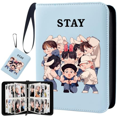 Stray Azul Photocard Binder, SKZ Linda Caricatura Photocards Holder, Skzoo Álbum de Tarjetas Coleccionables Álbum 400 Bolsas, Merch Kpop Regalos para STAY