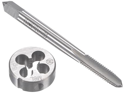 Juego de machos y terrajas métricos M6 x 1 mm para mano izquierda, macho de roscar a máquina con matriz de roscado redondo, kit de machos y terrajas para reparación de roscas de tuercas, tornillos
