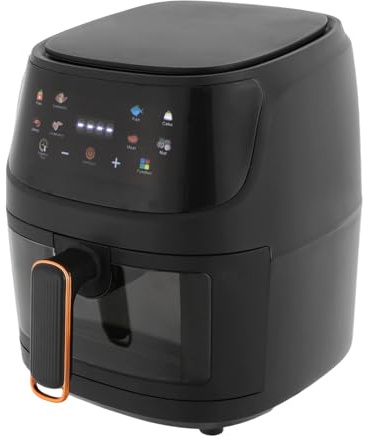 Multifunktionale Digitale HeißLuftfritteuse HeißLuftfritteuse mit Fenster 5L 1350W Led Timer, 360° HeißLuft, Fettarm Grillen,Backen Abnehmbarer Korb Wohnung Wohnmobil Camping Black/Whit (Schwarz)
