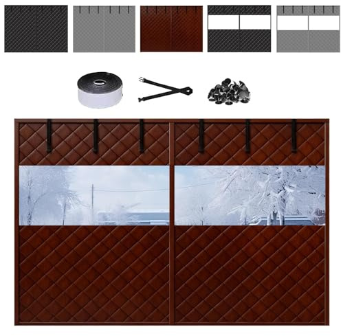 Rideau De Porte Thermique De Garage Kit D'isolation for Portes De Garage Rideau De Porte Isolant Coton Magnétique Marron Noir Gris Étanchéité(Browns,W198xH198cm)