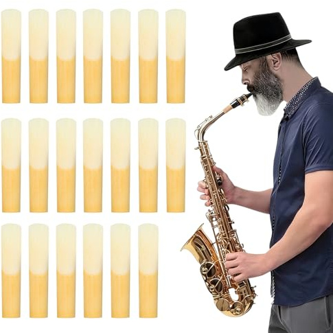 20 Stück Saxophon Blätter 2.5 Stärke, Professionelle Klarinettenblätter 2.5, Altsaxophon-Blätter mit Kunststoffbox, Traditionelle Blätter für Saxophon Übung oder Aufführung, Blau 10 Stück/Box