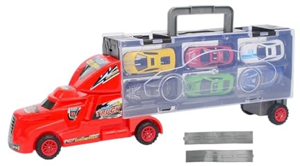 Amagogo Autotransporter-LKW mit 6 Mini-Autos aus Metall und Rutschbahn – Spielzeugset für