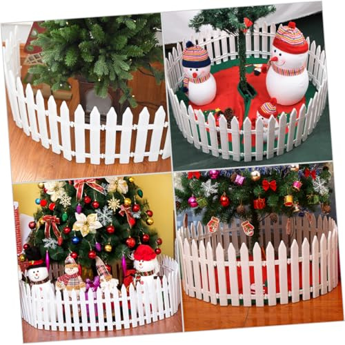 Mikikit 30pezzi Recinzione per Albero di Natale in Miniatura Barriera Natalizia in Plastica Bianca Recinzione Steccato Flessibile per Decorazioni Giardino Fairy