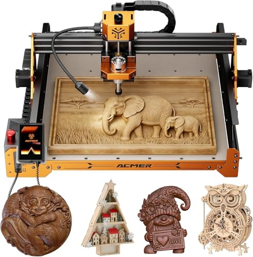 Machine de Gravure CNC ACMER Fraiseuse CNC,Zone de Gravure 400x400x80mm,Vitesse maximale 1000mm/min,70W Machine à Graver Convient pour Bois, Acrylique
