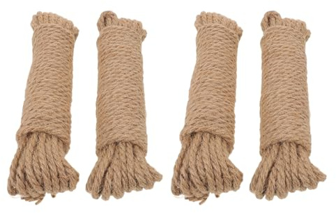 Genérico Cuerda de Yute Trenzada Antideslizante para Mango, 4 Mm Diámetro, 10 M Longitud, 4 Rollos para Jardinería y Manualidades, Cordel Natural Vintage para Proyectos de Exterior