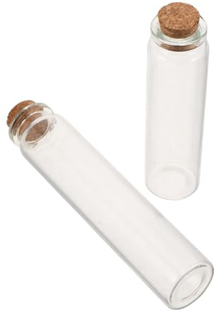 Sosoport Lot de 2 Bocaux en Verre avec Bouchons en Liège Flacons Souvenirs pour Poils et Moustaches de Chat et Chien Grand et Petit Format Récipient Hermétique pour Conservation