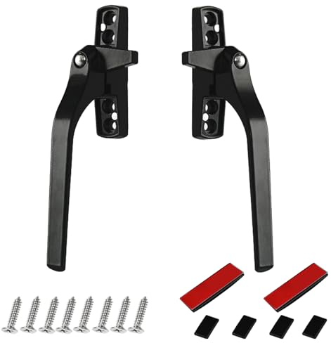 Monlech 2PCS Upvc Cockspur Window Handles,Double Glazing Window Handles,White Window Handle Replacement, Left and Right Hand (Black)