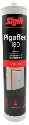 Sigill Silicone Acrilico Bianco Universale 280 ml – Sigillante Verniciabile e Inodore per Crepe, Fessure e Giunti, per Interni, Adesione su Muratura, Legno, PVC, Vetro e Ceramica – Pigaflex 130