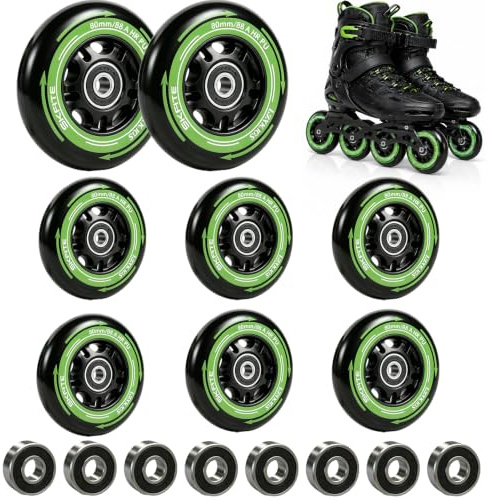 Ajxwde 8 Stück Inline Skate Rollen, 80mm Inline Skate Wheels 88A SHR PU, Inliner Rollen mit Kugellagern ABEC 9, Skateboard Rollen für K2 Gonex Hudora Apollo Inline Skate