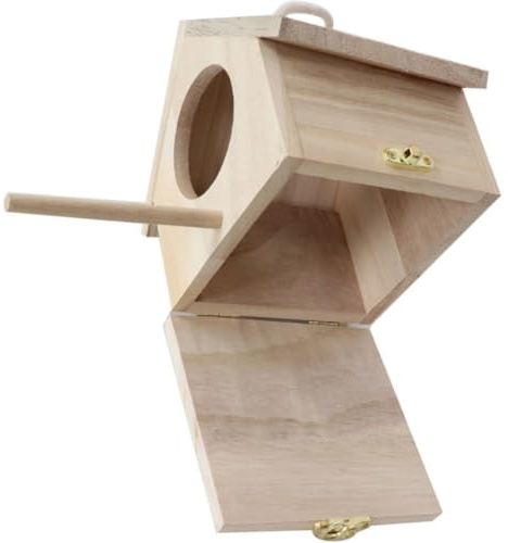Nichoir Extérieur en Bois, Boîte Suspendue Kaki pour Petits Oiseaux | Perchoir pour Inséparables, Balcon ou Tronc D’arbre, Usage Simple, Nettoyage Facile, Résistance Météo
