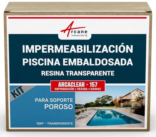 Resina Impermeabilización Piscina Embaldosada 10 m², soporte poroso Transparente | Impermeabiliza Azulejos y Hormigón, Imprimación de Adherencia, Repara, Resiste al Cloro y la Sal - Arcane Industries