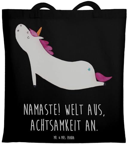 Mr. & Mrs. Panda Tote Bag Einhorn Yoga - Geschenk, Entspannung, Shopping Tasche, Sport, Schultasche, Laptoptasche, Jutebeutel, Unicorn, einkaufsshopper, Joga, Namaste