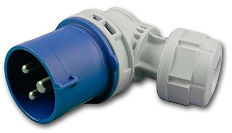 CEE Winkel-Stecker, 230V/16A, blau, 3-polig, IP44