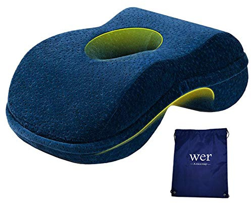 WOWSEA Soft Nap Donut Pillow, Ergonomic Memory Cotton Wedge Pillow for Sleeping, Slow Rebound Desk Nap Pillow (Slightly Hard) for Slender Ladies & Teenagers, Comfortable Washable Velvet Cover