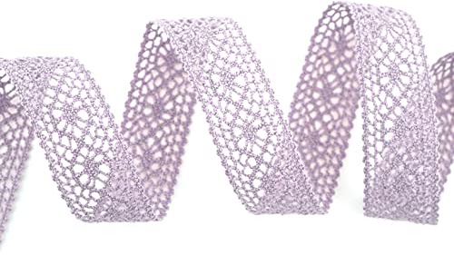 5 m x 25 mm Spitzenband Verona FLIEDER Lavendel Baumwollspitze Häkelspitze geschlossene Spitze Spitzenborte Dekoband Schleifenband